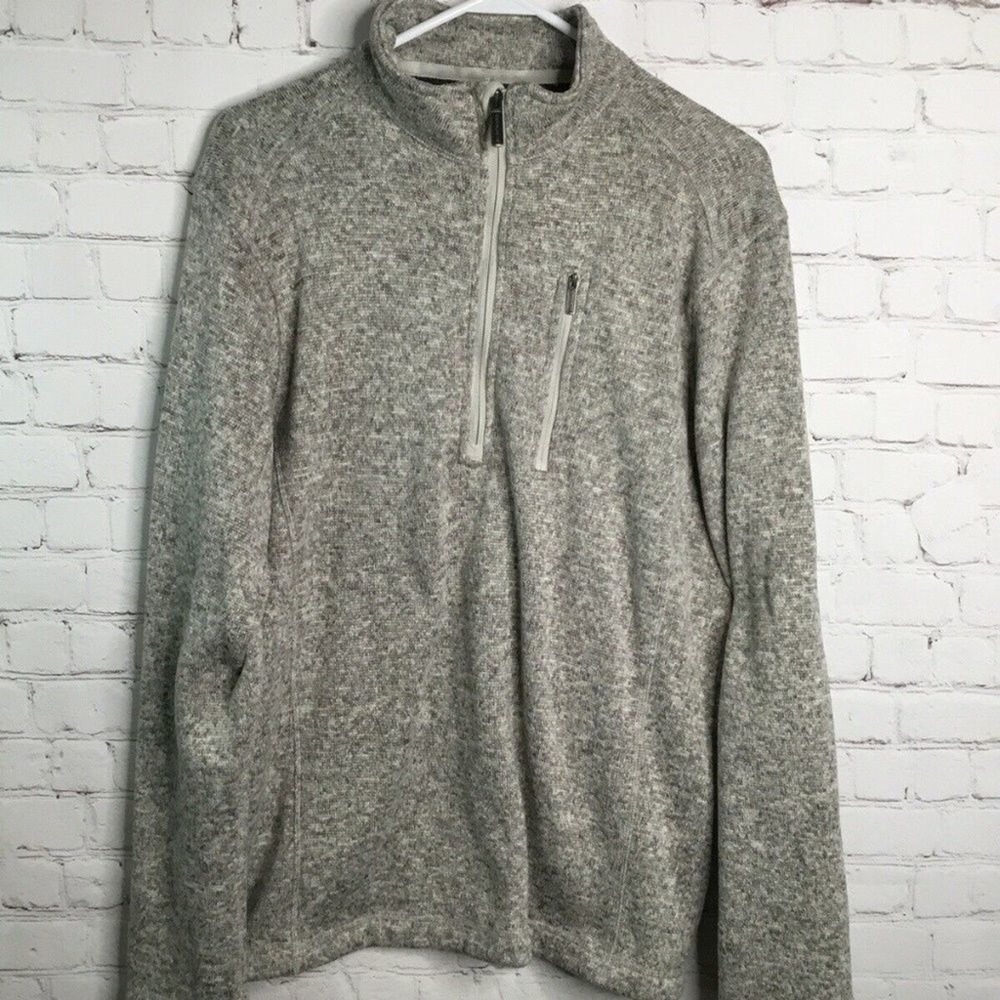 Woolrich Gray Long Sleeve 1/2 Zip MocNeck‎ Fleece Lined Sweater Men L Indonesia